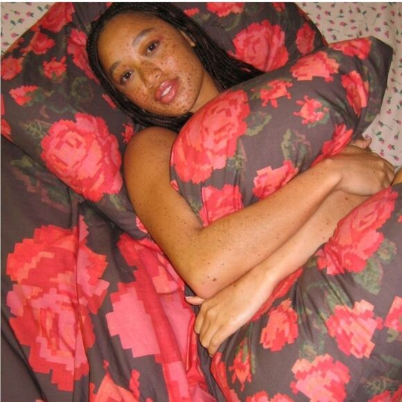 NWT Rose Breezy Cotton Percale Duvet Cover KING SIZE 💯 COTTON 96x104 - Picture 2 of 7